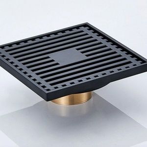 Black Brass Square Shower Drain -Bathroom Shower Drain Floor Drain